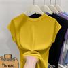 Stylish Women's Short-Sleeve Batwing T-Shirt - Summer Chic, Round Neck, Loose Fit, Slimming Thin Top.