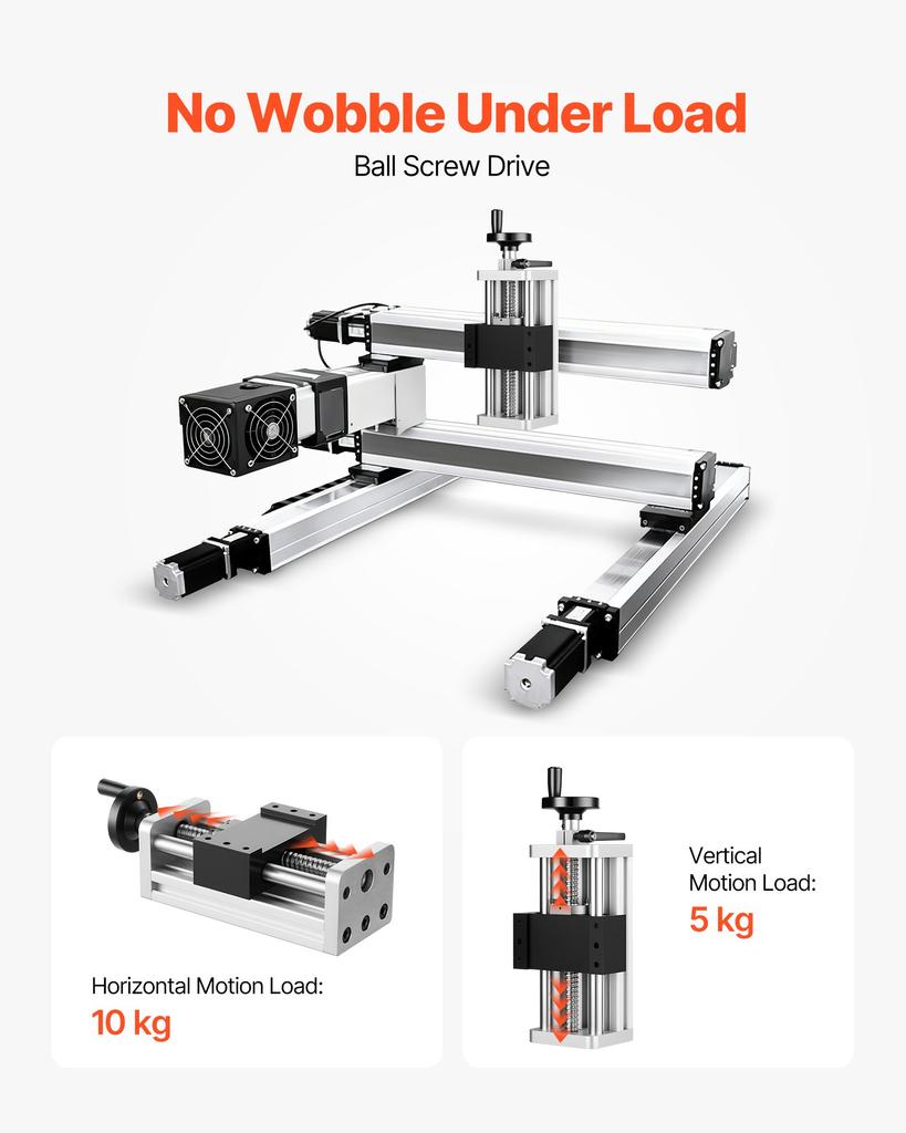 VEVOR Linear Stage Actuator, 100 mm Effective Stroke, Ball Screw CNC Linear Motion Guide Rail, Double Optical Axis, C7 High-Precision
