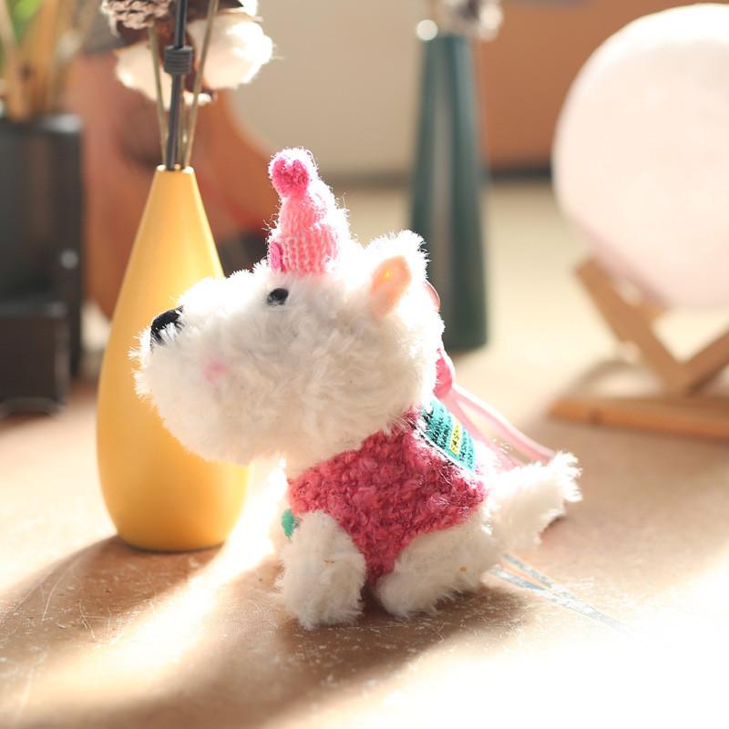 West Highland Dog Plush Toy Keychain Pp Cotton Stuffed Gift For Kids Girls
