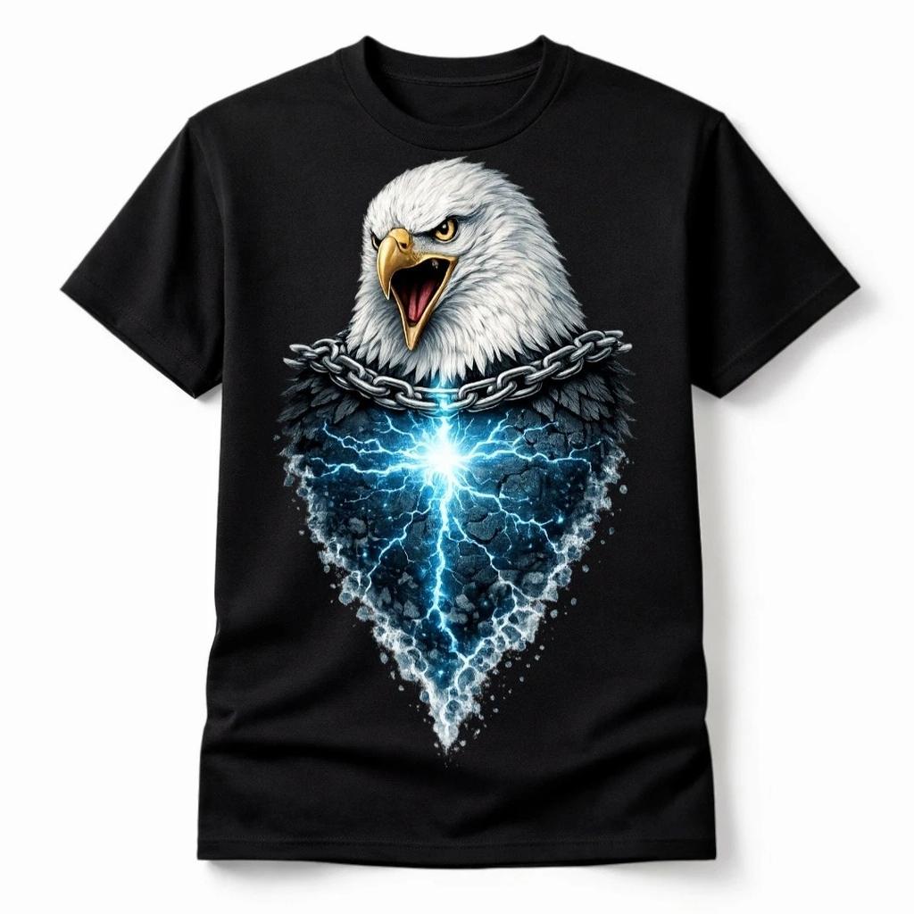 Bald Eagle Lightning Shirt USA Patriotic American Pride Graphic Tee