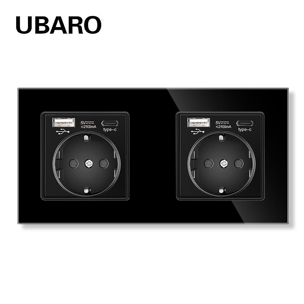 Bseed Europe Russia 16A Wall Power Socket White Black Grey Gold Crystal Glass Panel Plug Electrical Outlet for Home Improvemet