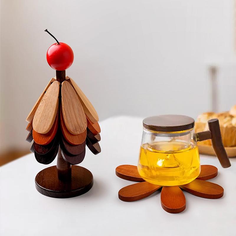 Kreativer Weihnachtsbaum Massivholz Isolationsmatte Tischdekorationen Verbrühschutz und Hochtemperatur Topfuntersetzer Tischschmuck