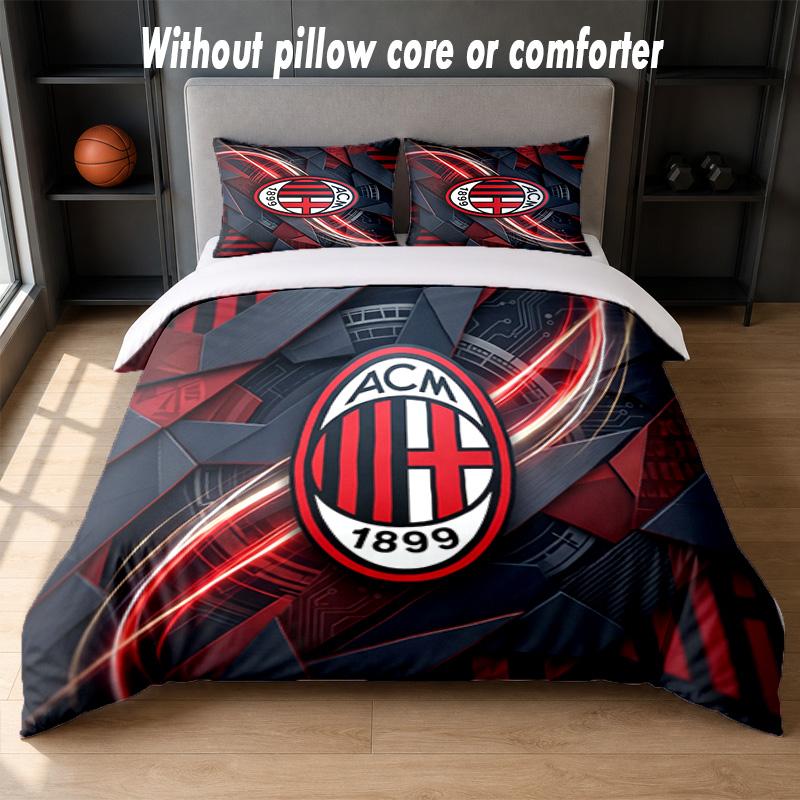 AC Milan Design Bed Bedding Set 1 Duvet Cover + 2 Pillowcases Soft Breathable Household Bed Linens