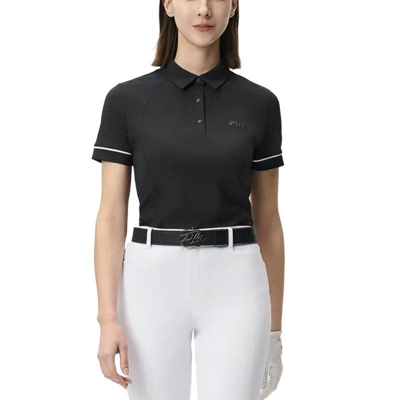 Fila Golf Series Knitted Comfortable Slim Fit Short Sleeve Polo Shirt Women Tops Black A11W525110F-BK