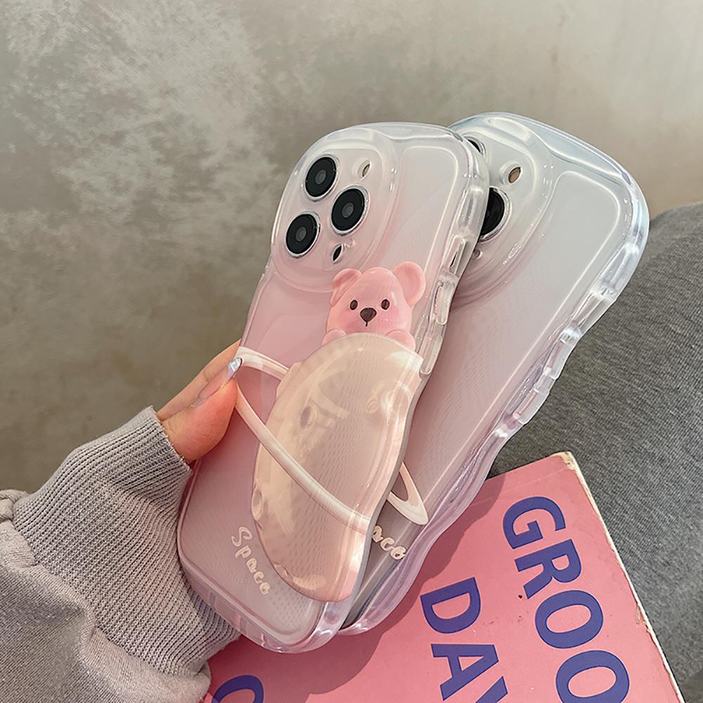 Süße Bär Cartoon Raum stoßfeste Stoßstange transparente Handytasche für Iphone 14 13 12 11 Pro Max weiche Silikon klar hintere Abdeckung