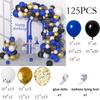 Kit Arche de Ballons Noir Bleu Royal Blanc Guirlande de Ballons Confettis Dorés Métalliques Décoration Mariage Anniversaire Fête d'Anniversaire Baby Shower