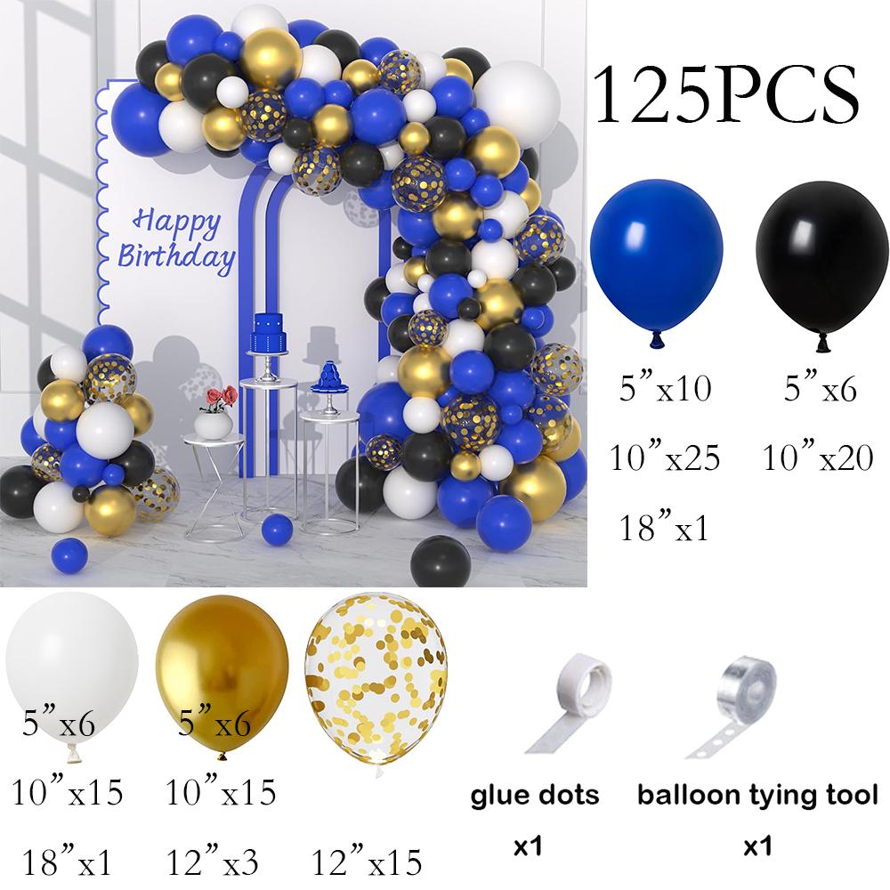 

Black Royal Blue White Balloon Arch Kit Metal Gold Confetti Balloons Garland Wedding Graduation Birthday Party Baby Shower Decor As Picture