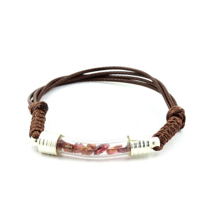 Pierres et Minéraux. Bracelet Grenat Rhodolite brut. Couleur marron.