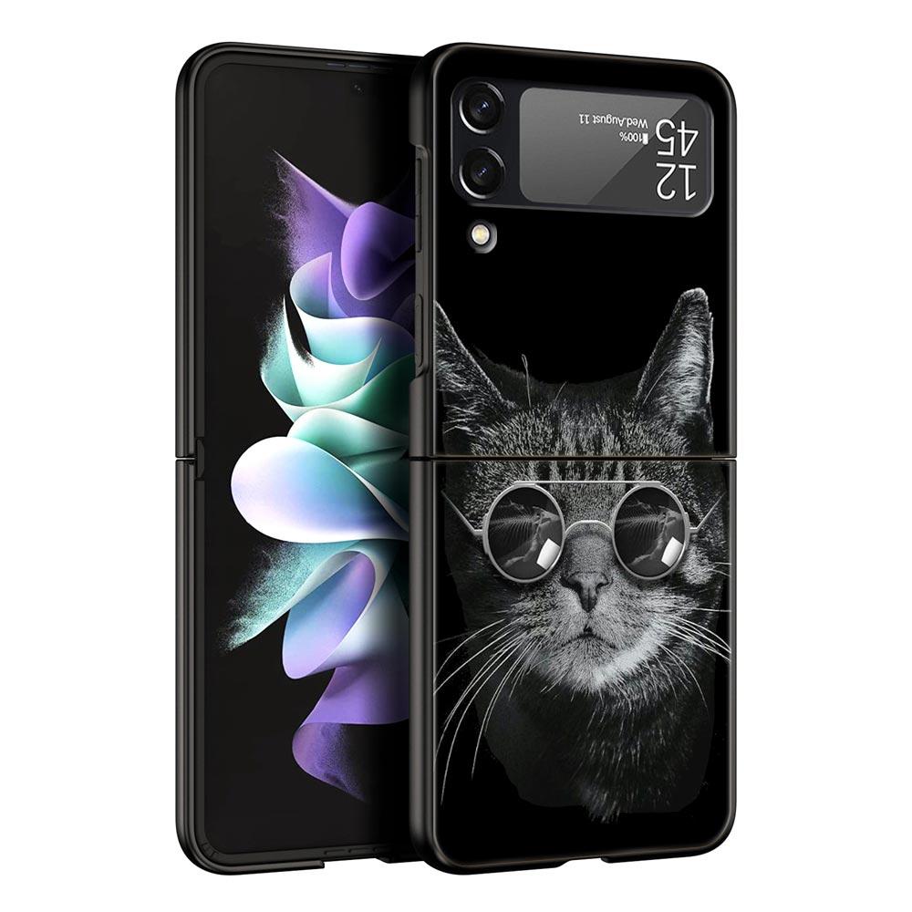 Z Flip 4 Phone Case for Samsung Galaxy Z Flip 3 5G ZFlip3 Flip3 zflip Flip4 Black Hard Cover Lion Tiger king monkey animal Shell