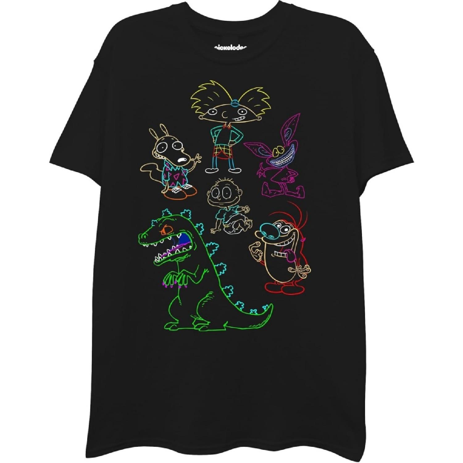 Nickelodeon Nick 90 s Rewind Men s Short Sleeve T-Shirt-Chuckie, Reptar, Ren & Stimpy S
