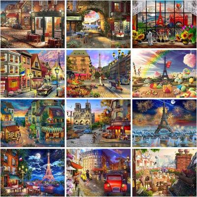 5D Diament Malarstwo Krajobraz Miasto Mozaika Cross Stitch Architektura Krajobraz Diament Mozaika Cartoon Home Decor Prezent