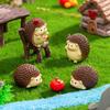 7pcs Figurines Miniatures Cute Hedgehog Resin Micro Landscape Ornaments for Home Decorations Room Decor DIY Garden Accessories
