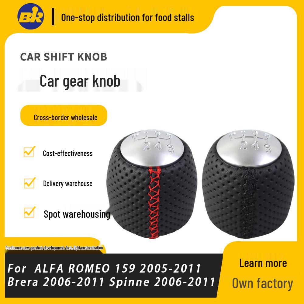 Compatible with Alfa Romeo 159, Brera, and Spider Manual Gear Shift Knob Matte Black Stitching