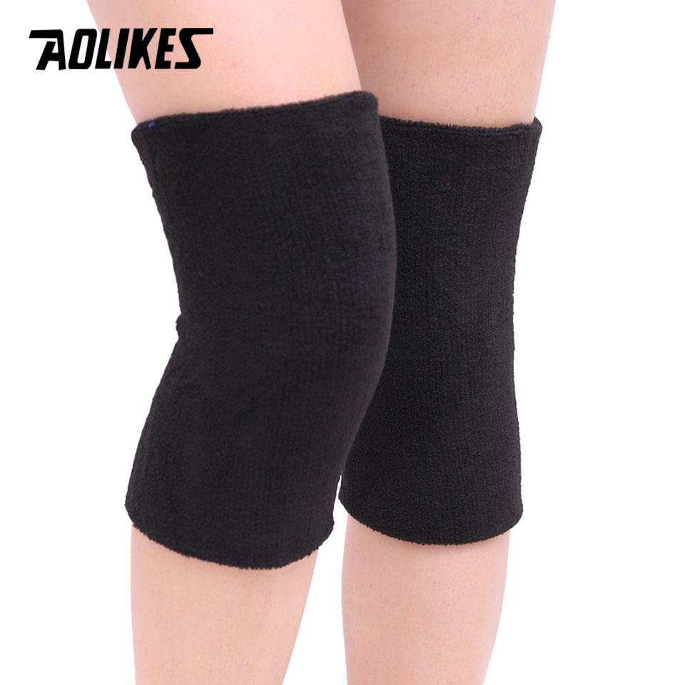 Aolikes 2 Stück/Los Atmungsaktiv Warm Handtuch Rutschfest Tanz Ski Knieschoner Outdoor Sport Beinärmel Kniebandage Weicher Knieschoner Knieunterstützung