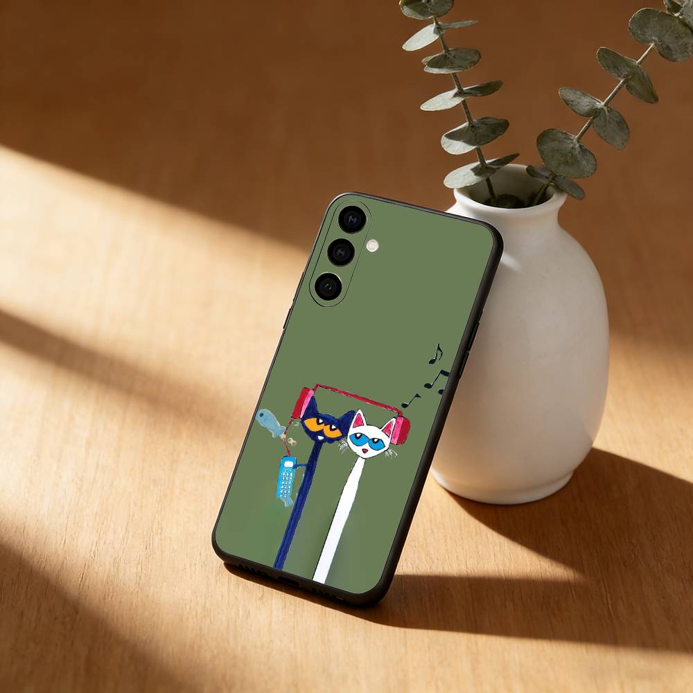 Cool Cute P-Pete cat Phone Case For Samsung Galaxy A20,21s,22,31,32,52,53,72,73,80,91 Soft Black Shell Samsung a71 5g