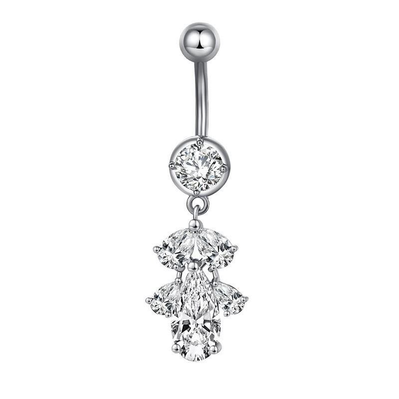 Retro Stainless Steel Titanium Belly Button Ring with Double Handcuffs Design