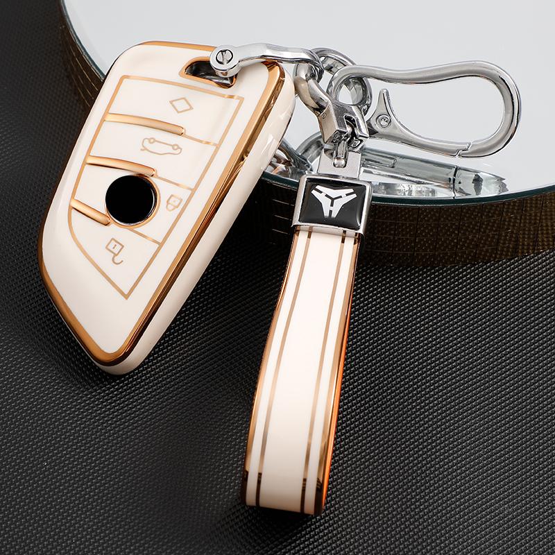 TPU Golden Edge Style Car Key Case Cover Shell Fob For BMW X3 X5 X6 F30 F34 F10 F20 G20 G30 G01 G02 G05 F15 F16 1 3 5 7 Series