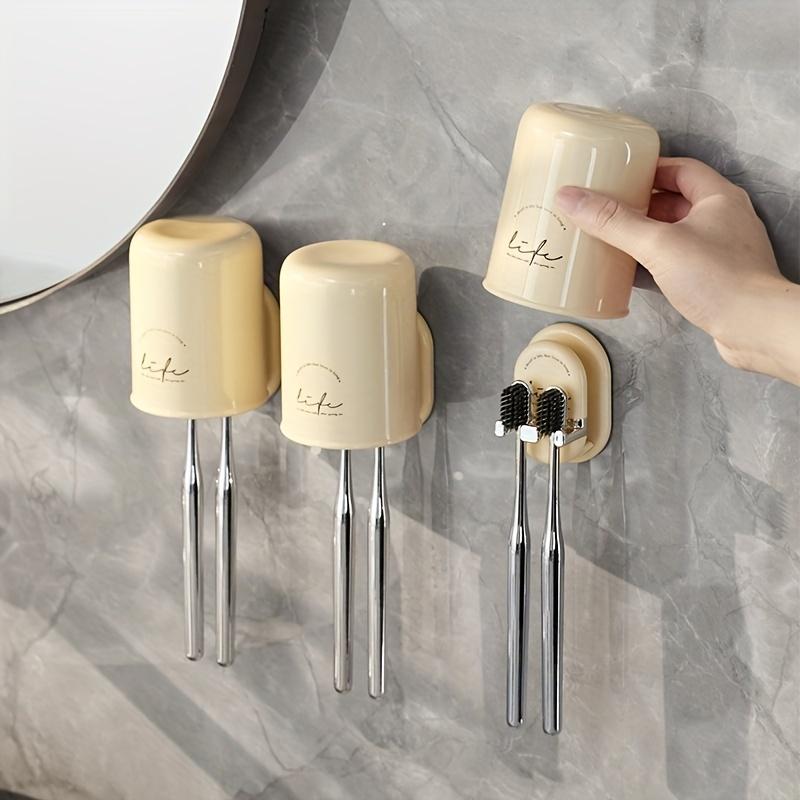 1ks Stojan na zubní kartáčky Elektrický zubní kartáček Kelímek na ústní vodu Bez vrtání Nástěnný Domácí Úložný stojan na kelímky na zubní kartáčky