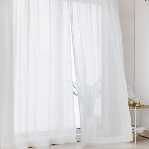 [.co.jp Exclusive] Curtain Laboratory Simple Mirror Lace Curtains, White, 100cm Wide x 176cm Long, Set of 2, Opaque, Mirror, UV Protection, Washable,