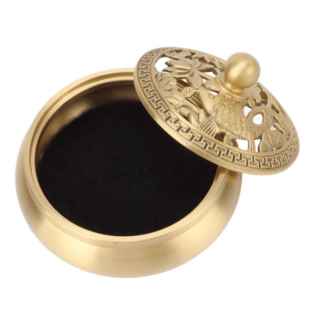 3pcs Easy Cleaning Incense Cone Holder With Lid Brass Incense Burner  For Home Yoga Spa Decor