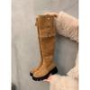 Nouvelles Bottes Cuisardes à Plateforme pour Femmes de Marque Populaire Tendance Talons Épais Fins Bottes au-dessus du Genou Chaussures de Fête pour Femmes Femme