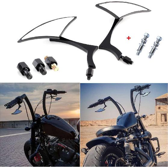 Black Universal Motorcycle Rearview Side Mirrors Compatible With Honda Kawasaki Suzuki Harley Bolt (Black-Harley)