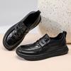 European station crooked head leather shoes men's 2025 autumn new platform loafers men's casual foot shoes Doudou tide