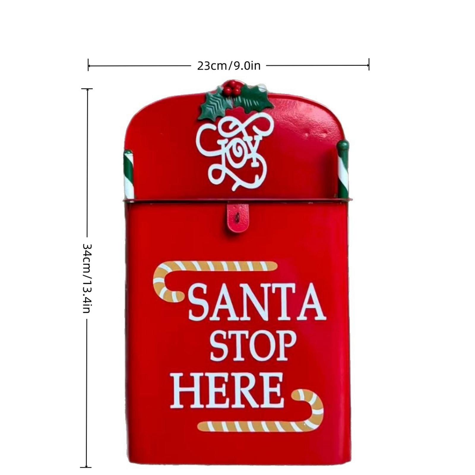 

Wall Mount Christmas Mailbox Iron Christmas Decoration for Holiday Home Gate Xmas Letters Mail Box Sturdy Front Door красный