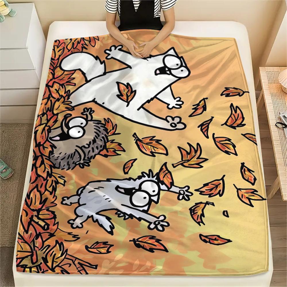 1 Pezzo Coperta in Flanella con Stampa Simon's Cat, Alta qualità Confortevole per Tutte le Stagioni, Decorazione per la Casa, Calore e Comfort, Perfetta per Regali di Natale