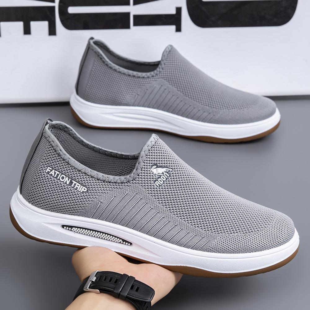 Men's Shoes 2025 Summer Breathable Mesh Shoes Soft Sole Lightweight Fly-woven Mesh Shoes One-pedal Men's Sports and Leisure Shoes