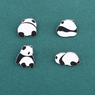 Chinese Style Cute Panda Metal Brooch Animal Pin Couple Female Metal Guochao Badge Bag Clothes