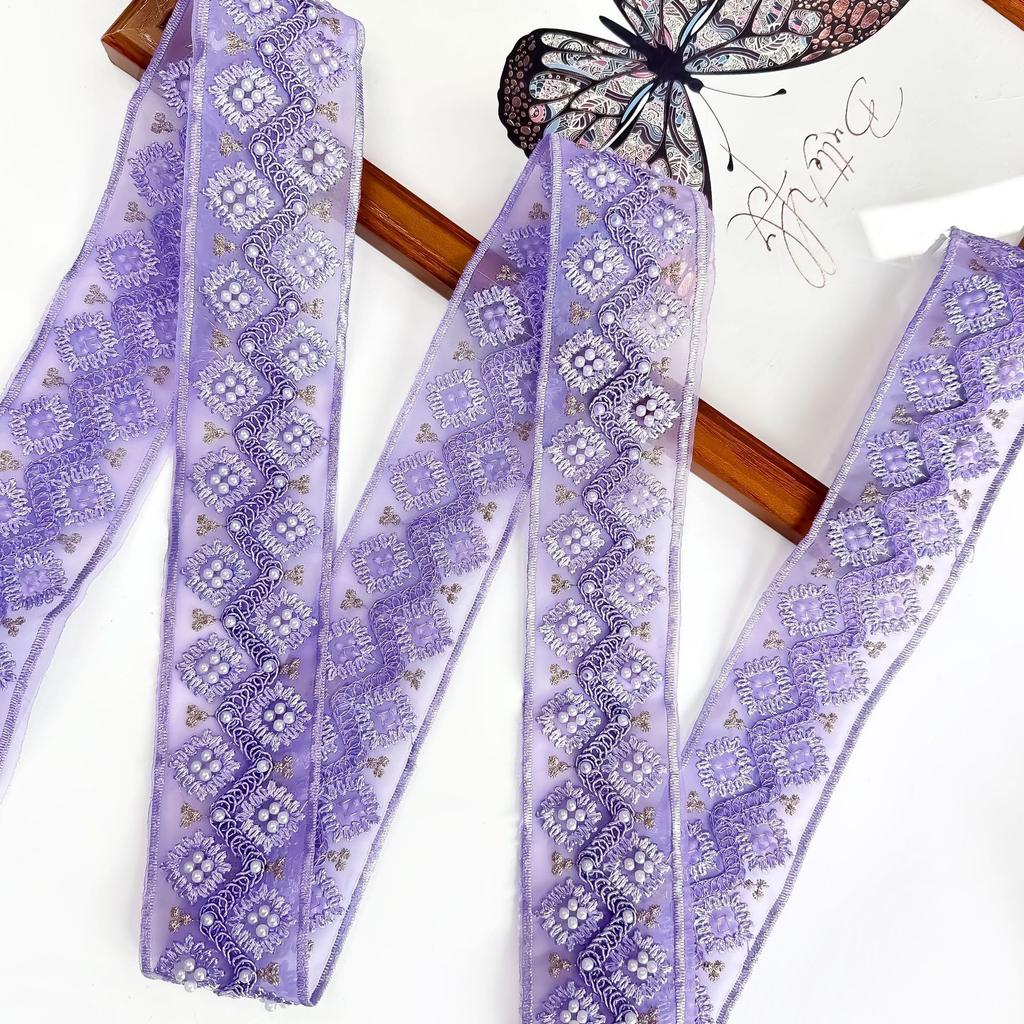 6Cm Heavy Industry Bead Embroidery Sequins Lace Barcode Hanfu Dress Skirt Clothing Lace Accessories