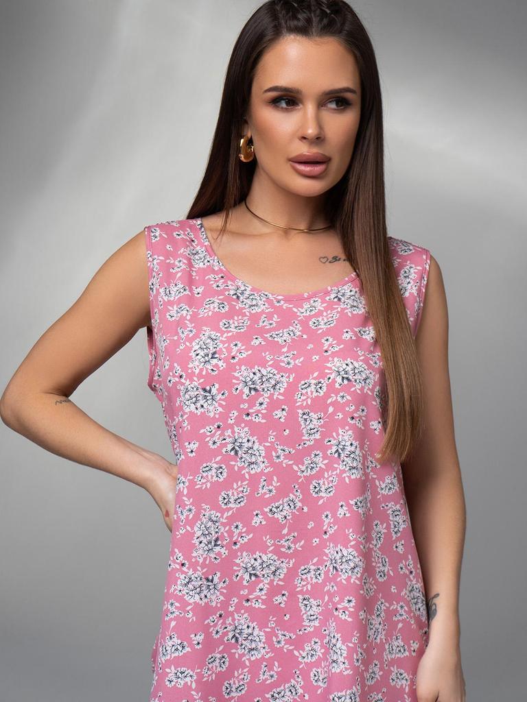 Pink Floral Sundress with A-line Cut ISSA PLUS