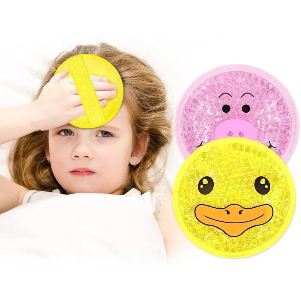 Reusable Round Gel Beads Ice Pack with Cloth Backing Hot & Cold Therapy for Breastfeed Injury Headache,Tired Eyes,Wisdom Teeth