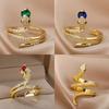 Stainless Steel Snake Rings For Women Men Gold Open Adjustable Zircon Ring Vintage Gothic Aesthetic Jewelry Anillos Mujer