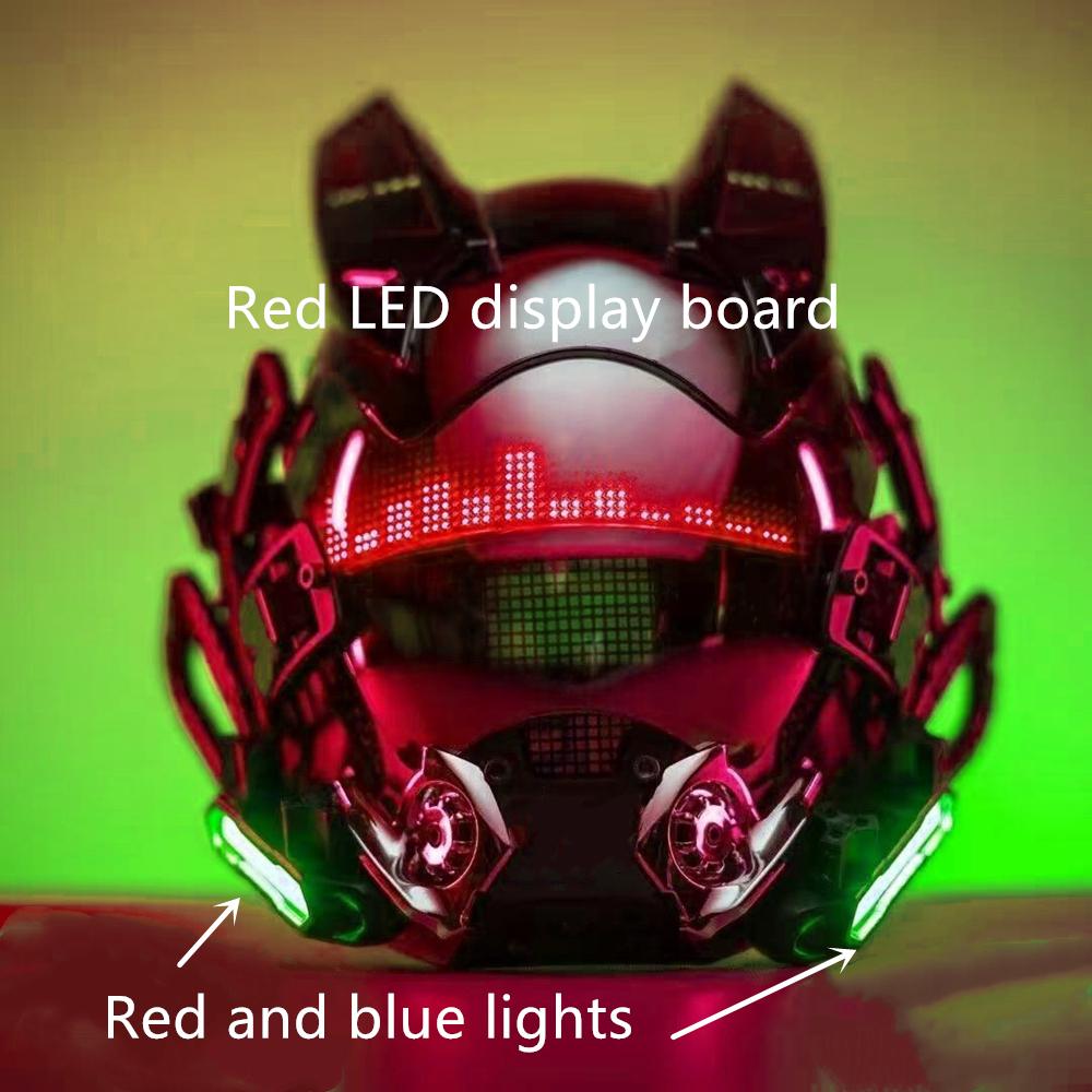 Cyberpunk LED face mask helmet with built-in LED display screen, role-playing Halloween fitness party music festival props
