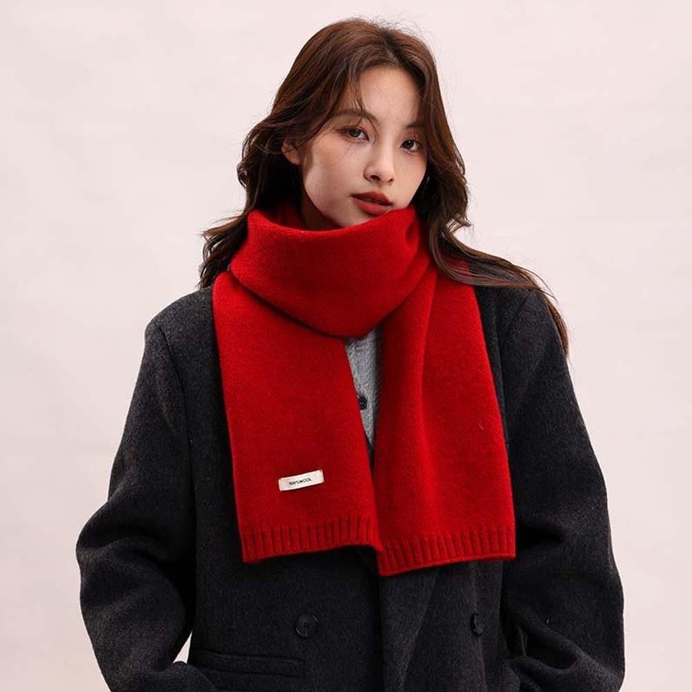 Solid Color Knitting Wool Scarf Cold-proof Winter Warmer Scarf Long Thickened Neckscarf  Couple