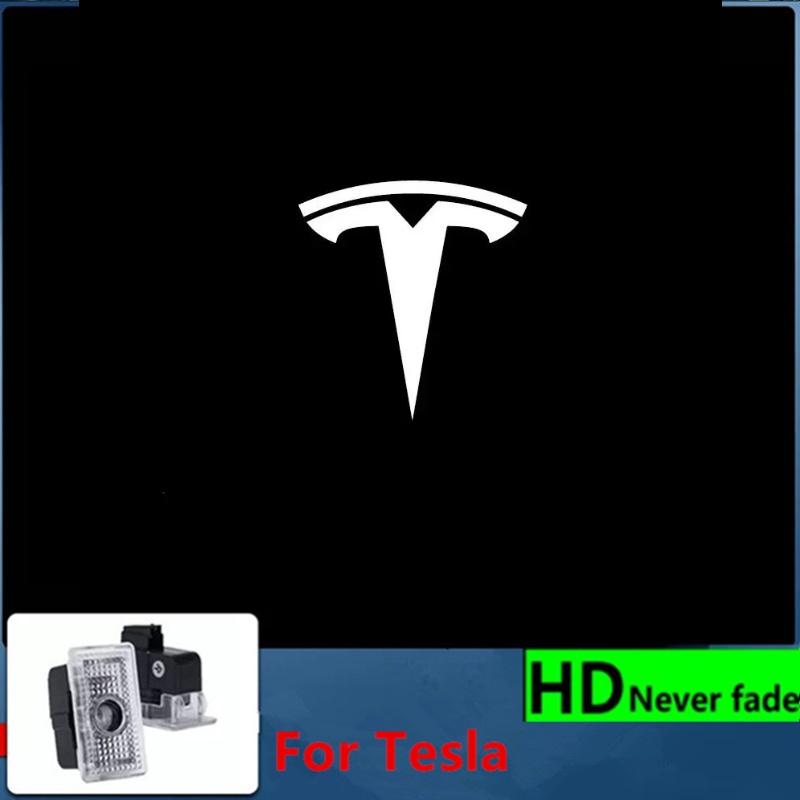 2pcs Car Door Light Projector Welcome Light For Tesla Model Y 3 X S Logo Light