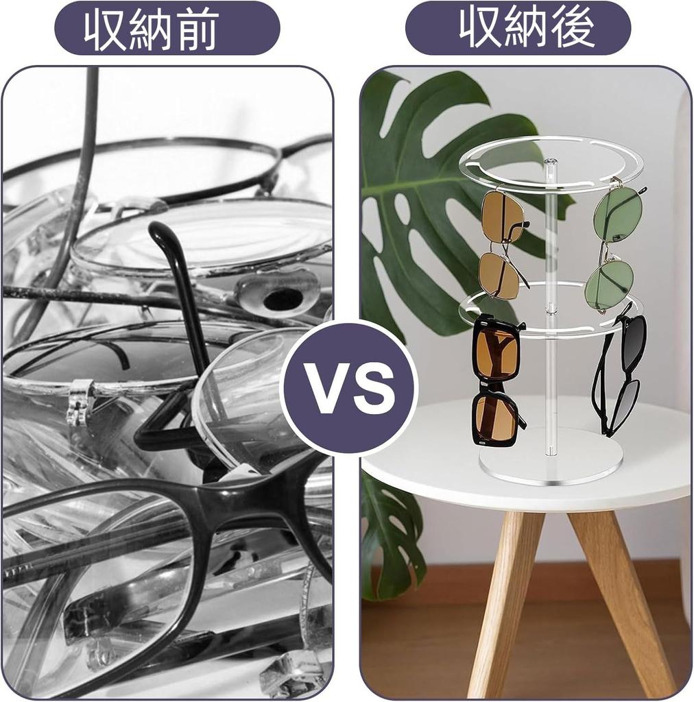 DIFEIUKI Eyeglass Holds 24 Hangs for Men and Women Stand, 2-Tier, Eyeglasses, Acrylic, 360° Rotating, Desktop, Eyeglasses, Display, Stylish, Unisex,