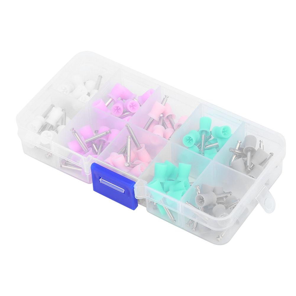 100Pcs Rubber Steel Dental Polishing Cup Mixed Color Polisher with Storage Box