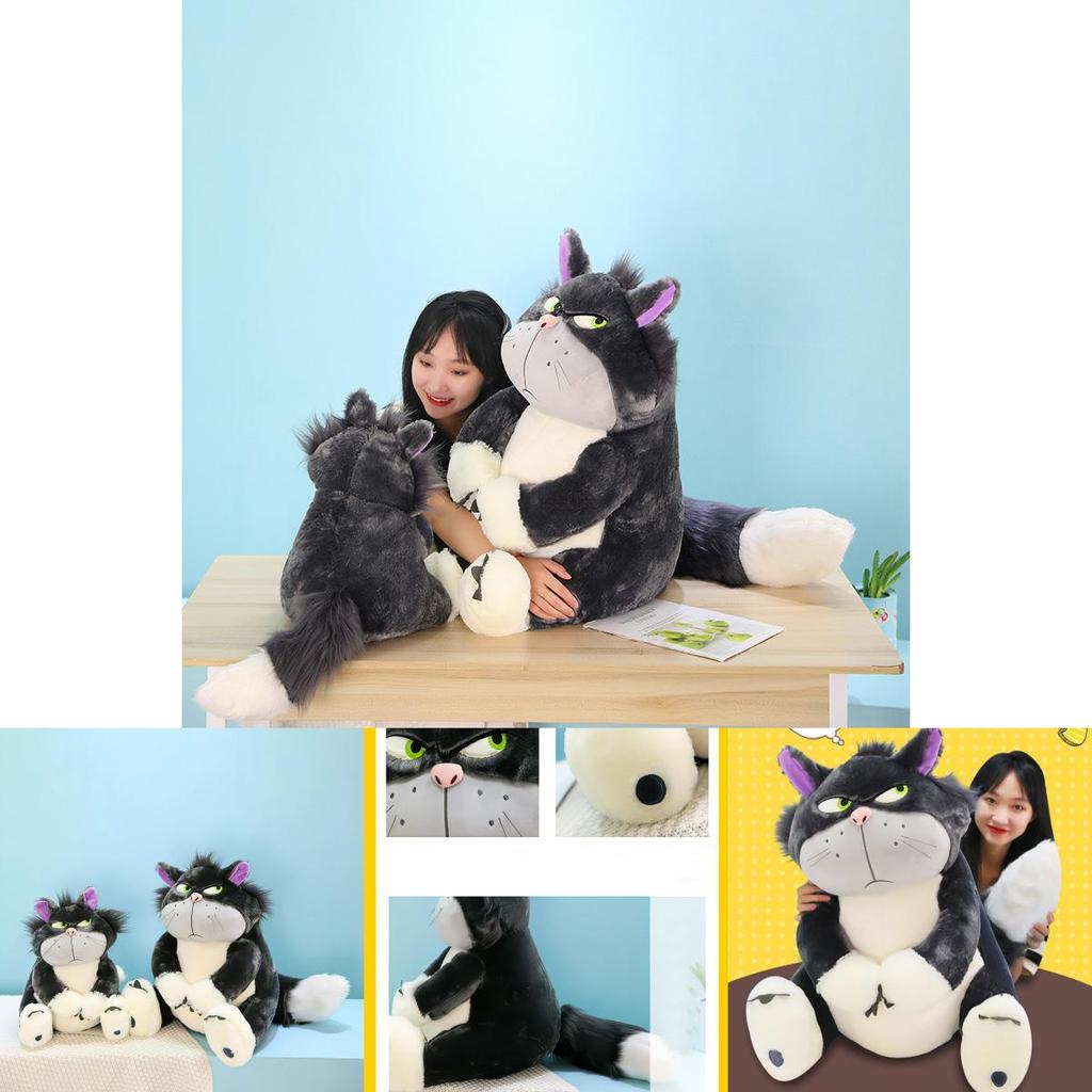 Cute Grey Short Plush Lucife Cat Doll Stuffed Animal Toy For Teenagers 30/45/60/80cm