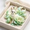 Nine Tailed Fox Pendant Necklace Handmade Peony Blossom Charm Jewelry for Women Mother's Day Gift