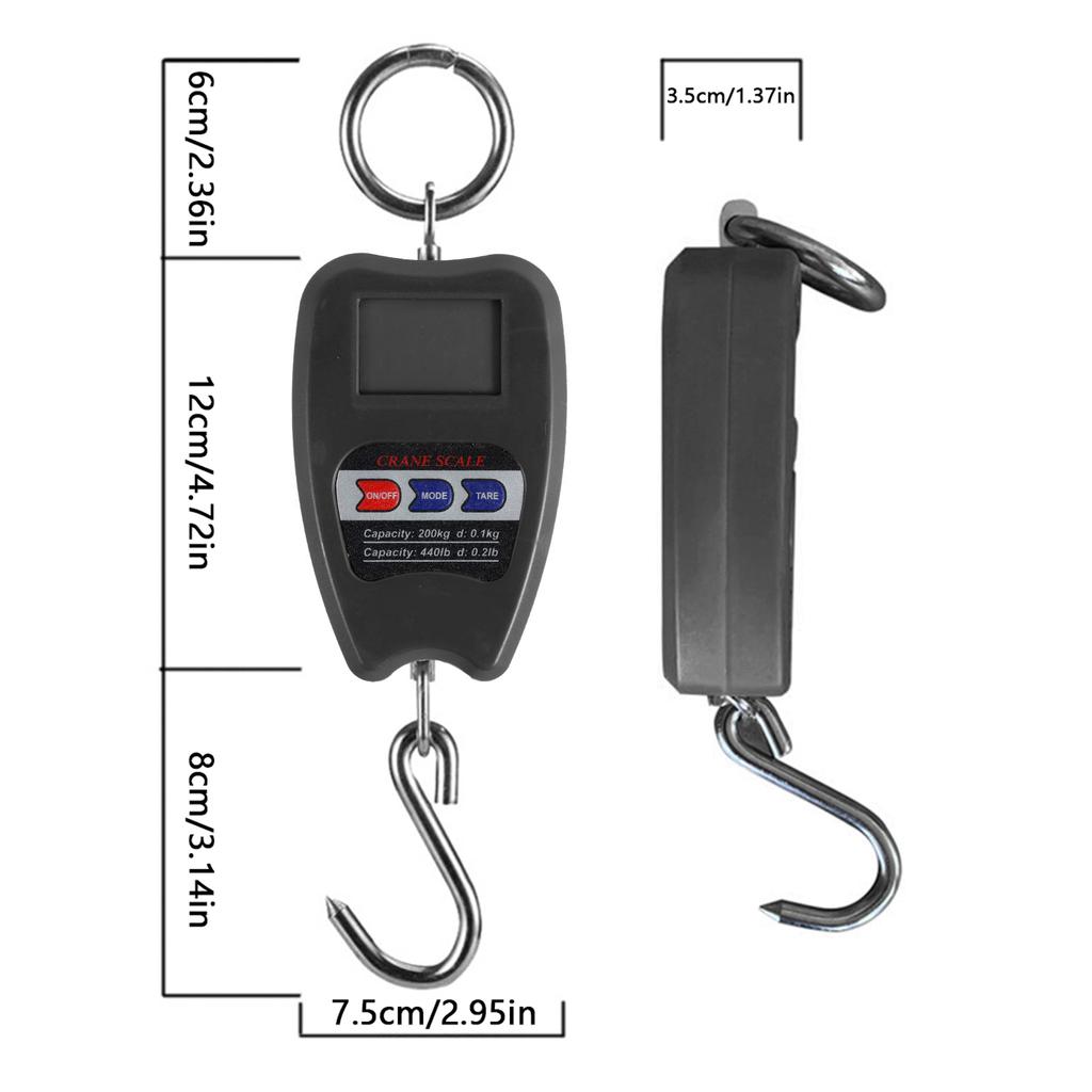 Digital Crane Scale 440lb/200kg Handheld Industrial Electronic Hanging Scale High Precision Weighting Scale Portable Small Hook