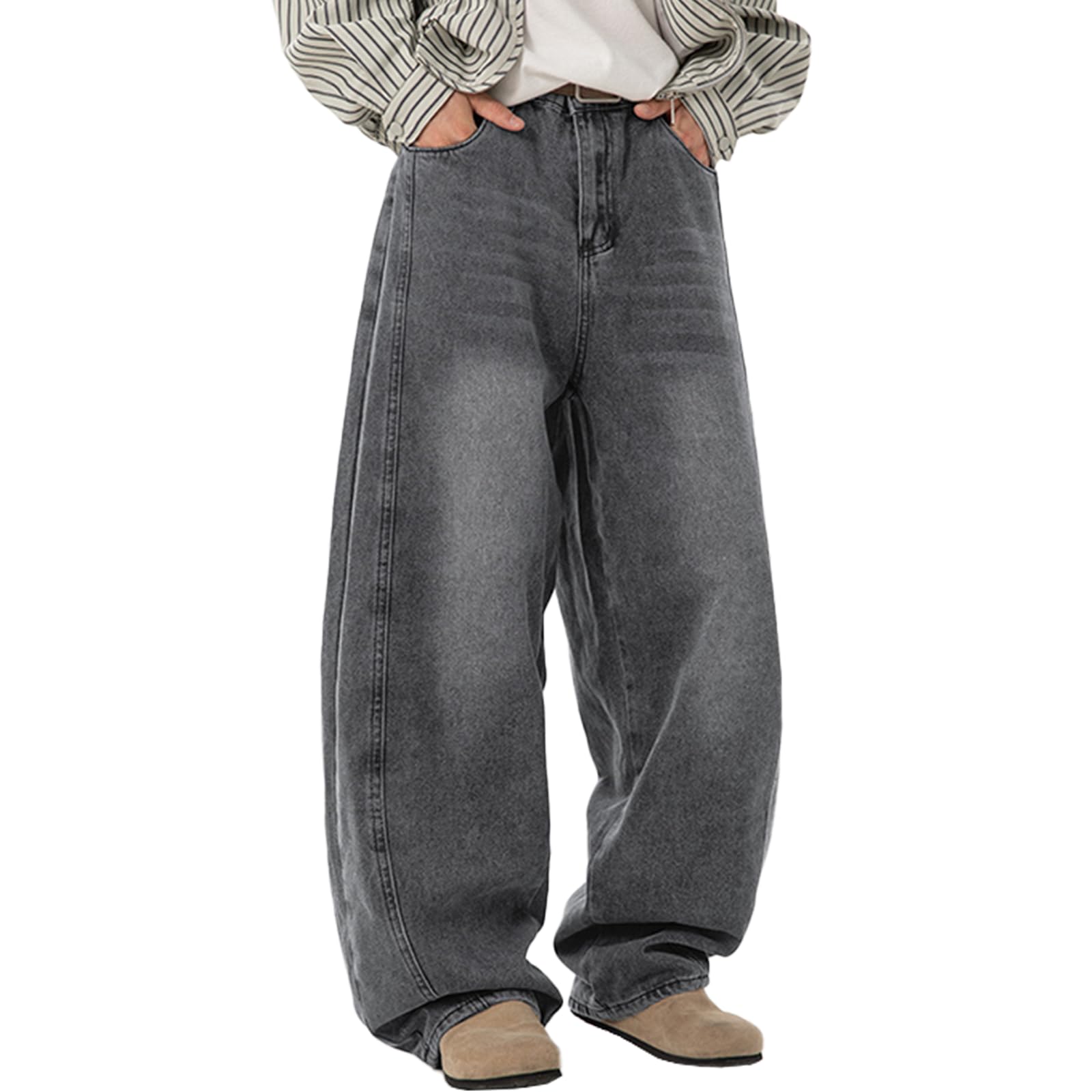 

Kayiyasu Деним Свободный Уличный Мешковатый Однотонный Регулируемый Зимний Размер Мужские Широкие Брюки, Посадка, Брюки, Повседневный, Цвет, Кулиска, Расслабленный, Стильный, серый