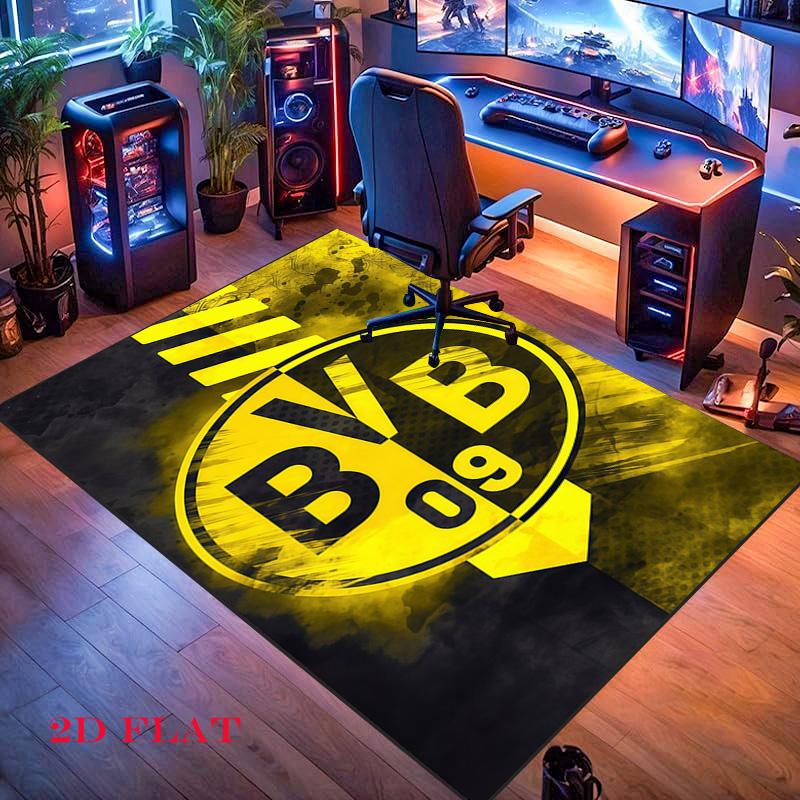 Borussia Dortmund Logo Teppich für Wohnzimmer Schlafzimmer Zuhause Sofadekoration, rutschfeste Bodenmatte für Kinder