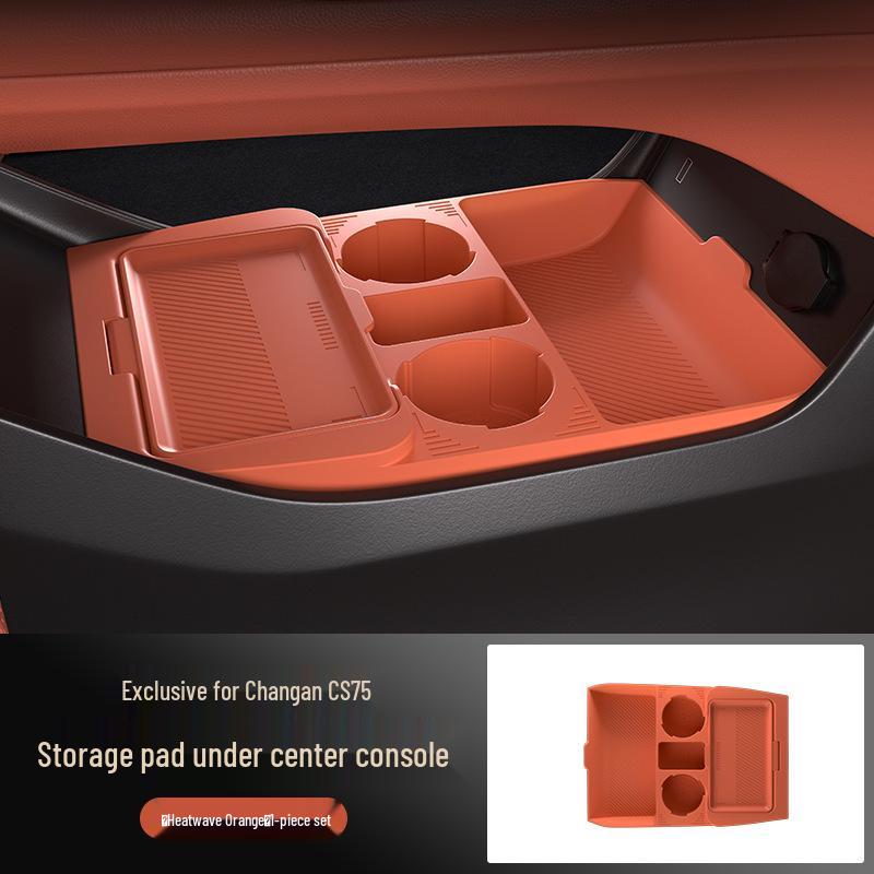 Compatible with silicone storage boxes, eyeglass cases, and accessories under the center console for 25 Changan CS75 models.