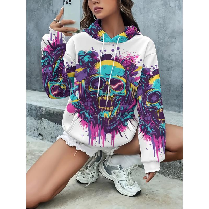 Fashion Women's Hooded Sweater 3D Printing Color Printing Casual Hooded Sweater