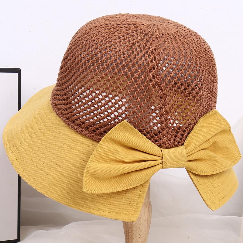 

Women s Korean-Style Breathable Summer Sun Hat - Versatile Knit Fisherman Design жёлтый