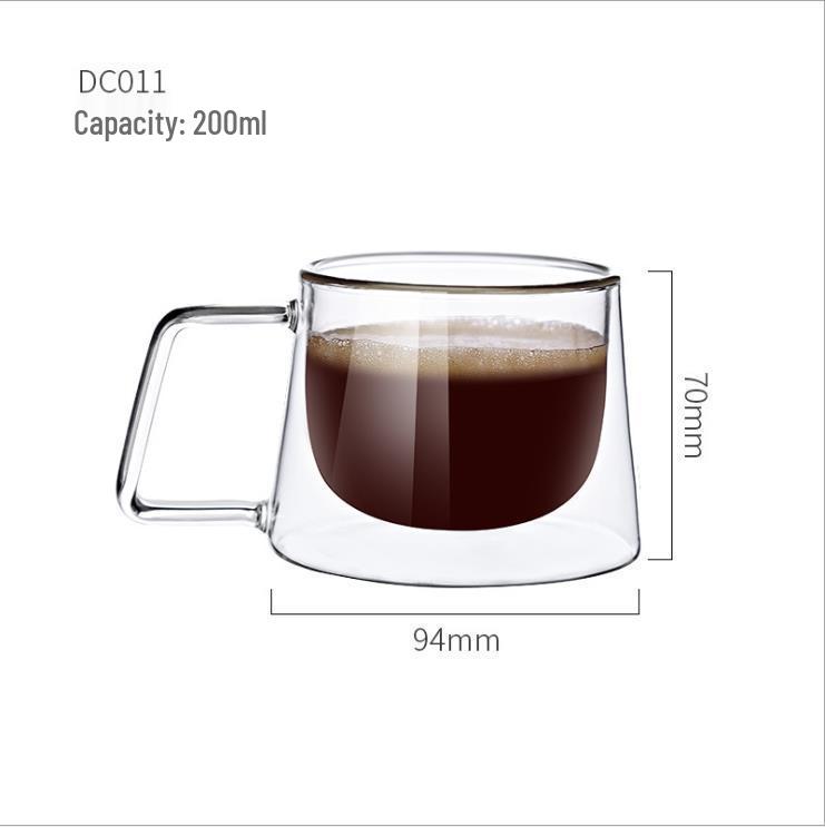 

Double-Layer Heat-Resistant Glass Coffee Mug with Handle - Cappuccino Breakfast Cup