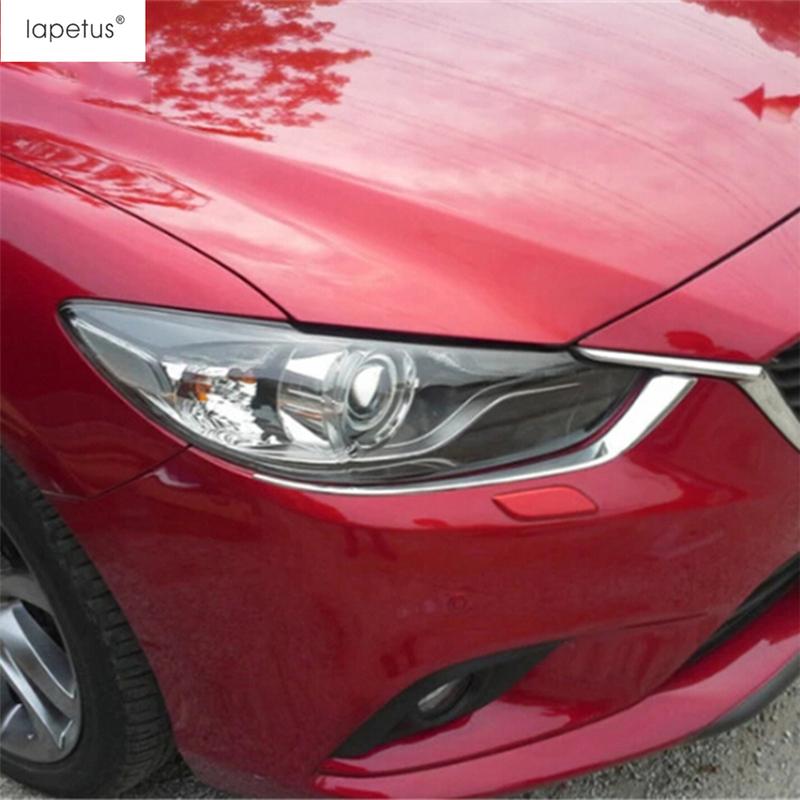 2 Pcs Chrome Accessories For Mazda 6 Atenza Sedan 2013 2014 2015 Front Head Light Lamp Eyelid Eyebrow Strip Decor Cover Kit Trim